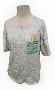 Super Cute Peter Alexander Embroidered Cat Pocket Sleep Tee-Comfy-Lounge-Size S - Picture 1 of 13