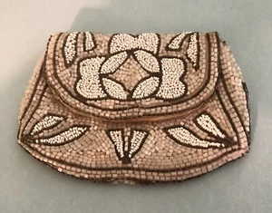 Antique Art Nouveau French Hand Beaded Evening Bag Purse Micro Mini Seed Beads - Picture 1 of 6