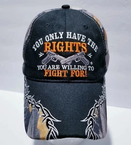 Fight For Rights Ball Cap Hat Camo Black Don't Tread On Me CS7 Strap Back Emb - Picture 1 of 12