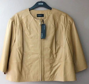 LADIES M&S AUTOGRAPH SOFT GENUINE REAL LEATHER JACKET 3/4 SLEEVES SIZE 14 - NEW - Picture 1 of 6