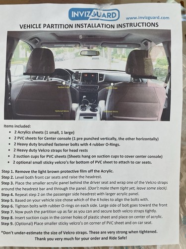 Sedan/SUV Back Seat Protective Divider for Taxi Driver | eBay