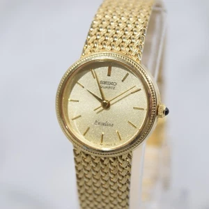 [Near MINT] SEIKO Exceline 1221-0100 Gold Quartz Women's Watch New Battery - Picture 1 of 15