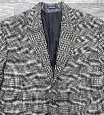 Blazer masculino vintage polo universitário Ralph Lauren lã 41R Houndstooth janela - Imagem 1 de 4