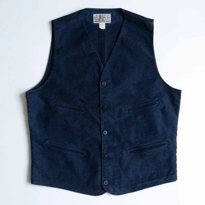 RRL Ralph Lauren Garment-dyed Jungle Cloth Vest Size L Indigo Men's Pre-owned - Image 1 of 4