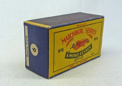 Camión de cantera Moko Lesney Matchbox Toys MB6b original vacío tipo caja tipo B4 Foto 1 de 2