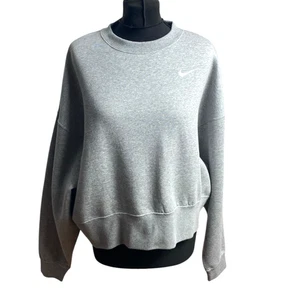 Nike Cropped Sweater Grey Oversized Crew Neck Women's UK Size XS - Picture 1 of 9