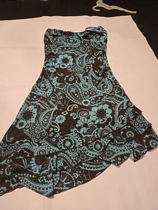 Dress Baby Fox Med. Aqua Gteen And Black Spaghetti Straps - Picture 1 of 6