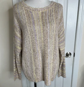 Suéter Pullover Caslon Talla Grande Beige Rayas Hilo Metálico NUEVO - Imagen 1 de 8