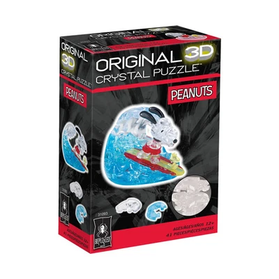 Original 3D Crystal Puzzle Snoopy Surfer with Woodstock Peanuts 41pc BePuzzled - Image 1 of 4