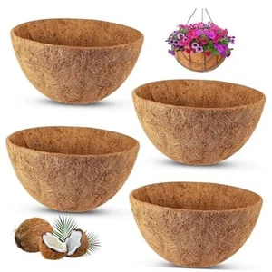 Hanging Basket Coco Liners, Coconut Planter Basket Liners Packs 12 Inch 100% 4 - Picture 1 of 7