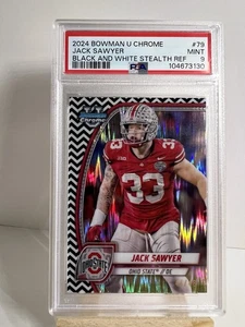 2024 Bowman U Chrome JACK SAWYER Black & White Stealth Refractor PSA 9 MINT /48 - Picture 1 of 4
