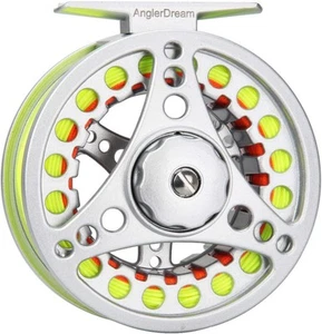 (1/2WT 3/4WT 5/6 WT Reel+Line, Silver Reel&Fluo Yellow Line(Pre-load) - Picture 1 of 9