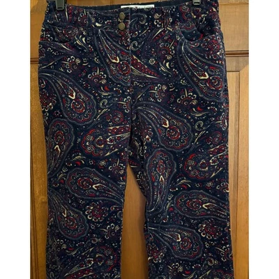 VTG Tommy Hilfiger Corduroy Pants Womens 2 Navy Paisley Bootcut Trousers Y2K - Image 1 of 4