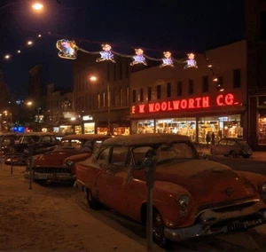 1950's Christmas Night (Woolworth) Street Deco POSTER 24 X 24 Wall Art. - Picture 1 of 2