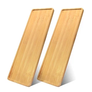 2 Pack Bamboo Plant Saucer, 12x4x0.39 Inch Mini Rectangle Bamboo Drainage Pot... - Picture 1 of 8