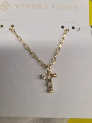 Kendra Scott Crystal Letter T Gold Short Pendant Necklace - Image 1 of 2