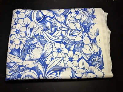Tela tejida floral azul blanco 60x165 4,5 yardas elástica tropical Foto 1 de 3