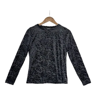 Top WHBM Whimsigoth Terciopelo Burnout S Negro Transparente Manga Larga Oscuro Cottagecore Foto 1 de 4