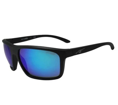 NEW AUTHENTIC ARNETTE AN4229 01/25 Sandbank Matte Black Blue Mirror Sunglasses - Image 1 of 4