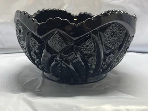 Tiara Black Monarch Paneled Daisy Bowl Heavy Indiana Glass 8-1/2” x 5” H Vtg. - Picture 1 of 8