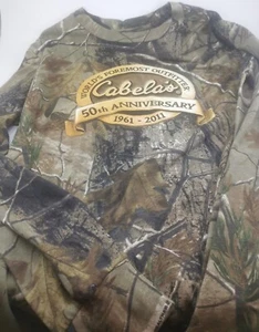Cabela’s 50th Anniversary Long Sleeve Shirt Realtree AP Camo 100% Cotton - Foto 1 di 2
