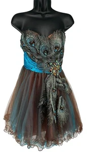 Let’s Fashion Damen Partykleid Strass Pfau Gr. M (US 8) bestickt - Bild 1 von 15