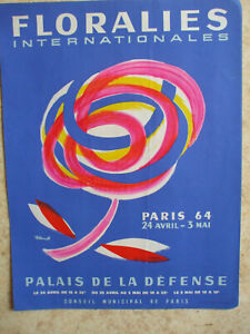 Affiche originale  villemot floralies internationales  paris 1964 