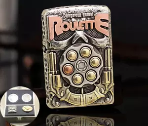 Increíble encendedor Zippo juego de giro de bala de ruleta rusa de latón con chaqueta - Imagen 1 de 3