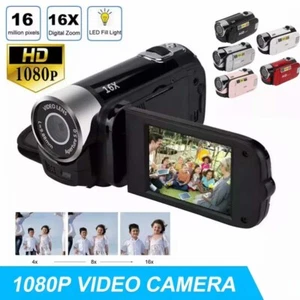 Camera Camcorder, HD 1080P 16X Digital Zoom Video Camcorder with LCD and 2 - Afbeelding 1 van 27