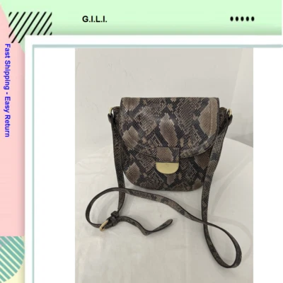 $226,00 G.I.L.I. Bolso Sillín Cuero Estampado Negro Pitón Serpiente Nuevo con Etiquetas Foto 1 de 4