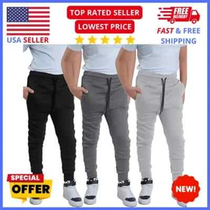 Boys 3-Pack Soft Fleece Sweatpants, Comfortable Drawstring Waist, Open Pocket - Picture 1 of 10