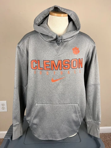 Nike Dri Fit Clemson Tigers Football Gray Hoodie Sweatshirt Men’s Size L Cover