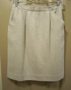 TALLA 6 JONES NUEVA YORK FALDA LÁPIZ A CUADROS MARFIL Y BRONCEADO, MEZCLA DE LANA, EXCELENTE CONDICIÓN - Imagen 1 de 5