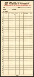 Vintage form ROCK ISLAND LINES railroad Report of Cars Handled unused n-mint+ - Picture 1 of 2