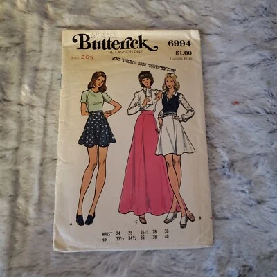 Vintage  Butterick Sewing Pattern 6994 Misses' Skirt - Cut - Image 1 of 2