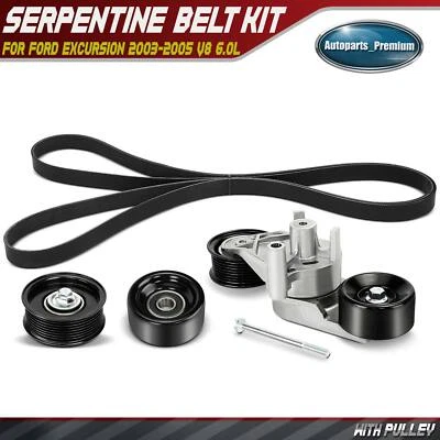 Kit de componentes de transmisión por correa serpentina de 4 piezas para Ford Excursion 2003-2005 V8 6,0 L Foto 1 de 4