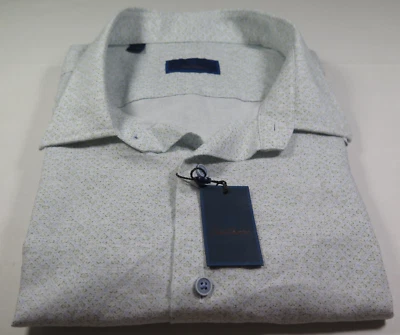 David Donahue Mens Linen Cotton Olive Geometric Casual Shirt XXL 2XL NWT NEW - Image 1 of 4
