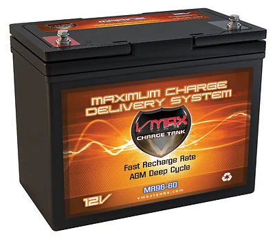 VMAX MR96 12V 12 VOLT 60AH AGM DEEP CYCLE SEALED MARINE BATTERY      - Image 1 of 4