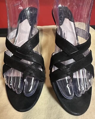 Johnston & Murphy черные мерцающие замшевые ремни стринги каблук котенка женский размер 7,5 М - Изображение 1 из 4