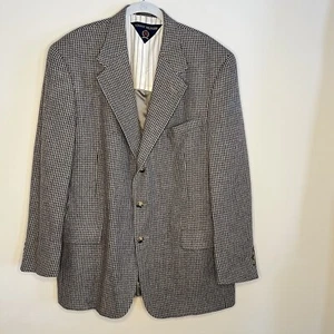 Tommy Hilfiger Vintage Sport Coat Blazer Houndstooth Tweed Brown Tan Men's 43 R - Picture 1 of 12