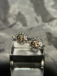 VIKTORIANISCHES 14K GELBGOLD, PASTENSTEINE UND PERLENOHRRINGE 3/4 ZOLL HOCH. - Bild 1 von 4