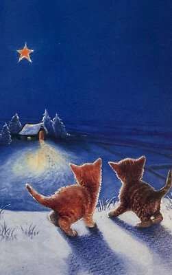 OTTER HOUSE MIXED PACK OF 8 SMALL CHRISTMAS CARDS ~ CUTE ANIMALS ~ CATS ~ KITTEN ~ See Descr