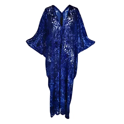 ÚNICO, ¡Nuevo! Jennafer Grace Caftán Lentejuelas Abstractas Azul Real - Hecho a Mano, Bohemio Foto 1 de 4