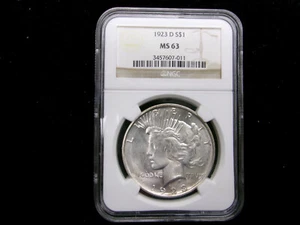 1923-D NGC MS63 Peace Silver Dollar - USP323D0 - Picture 1 of 2