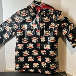 Impermeable Paul Frank Julius Juvenil 4T Negro Rojo Forro Mono Arte Pop - Imagen 1 de 6