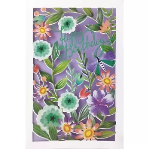 Carol Wilson Fine Arts E1 5x7" Embossed Laser Cut Greeting Card Floral Birthday - Picture 1 of 2