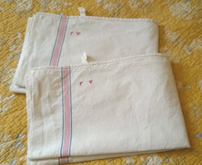 2 torchons métis 82x62 cm monogramme FV - Photo 1/4