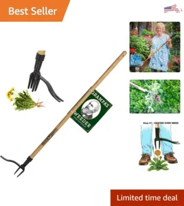 Long-Lasting Stand Up Weed Puller Tool with Long Handle - Bamboo & 4-Claw Design - Picture 1 of 8