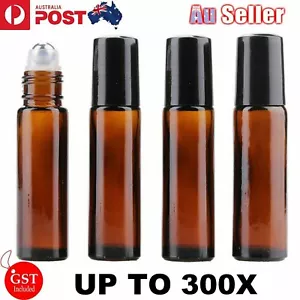 5ml/10ml Amber THICK Glass Roller Bottle Big Steel Roll on Ball Essential Oil AU - Picture 1 of 15
