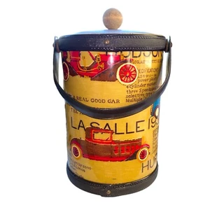 Cubo de hielo vintage tema coche MCM vinilo y cuero aislado vajilla cócteles - Imagen 1 de 8